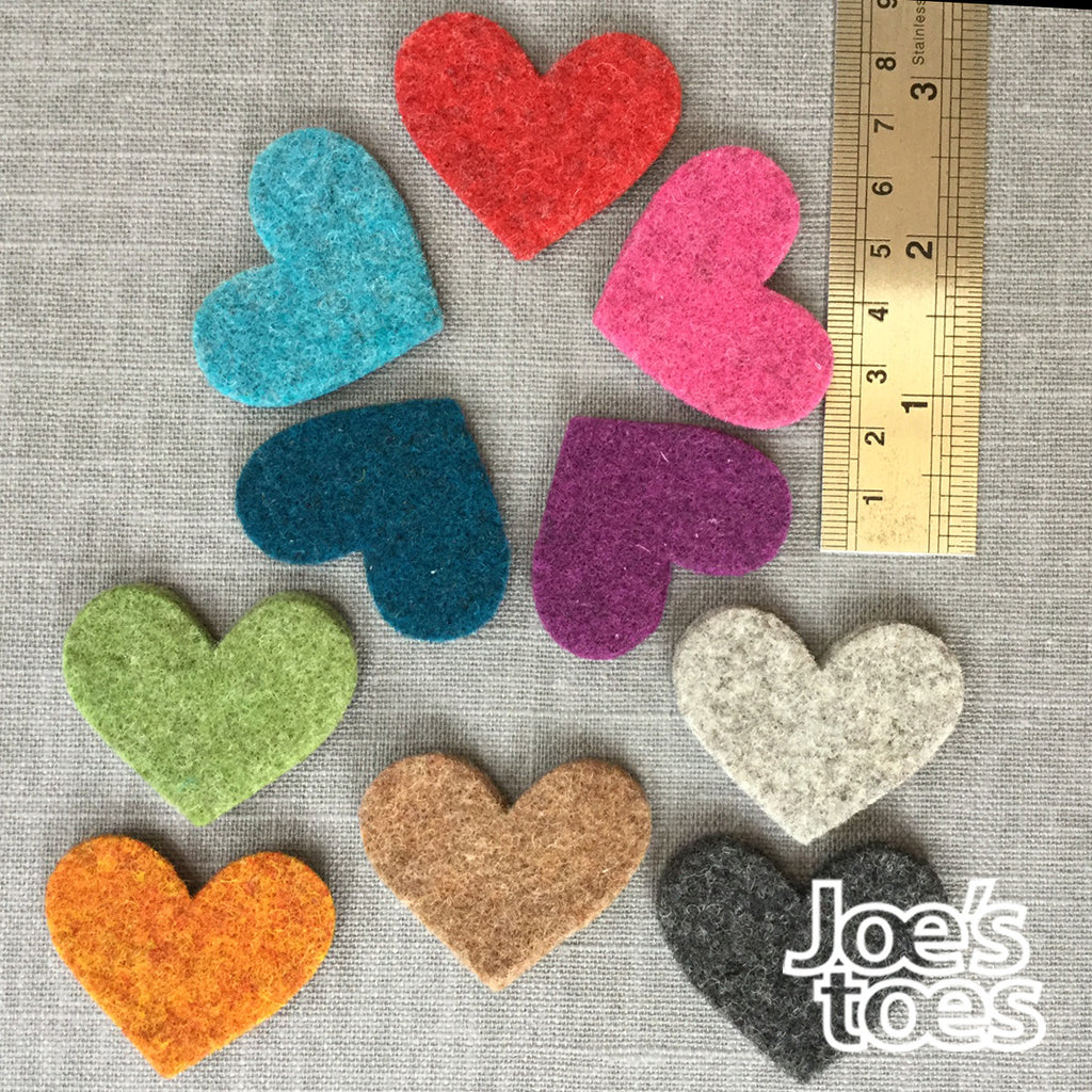 Joe's Toes small felt heart and ruler for scale