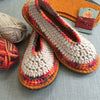 Joe's Toes Sarah crochet slipper kit made in Latte and Volcano colourway