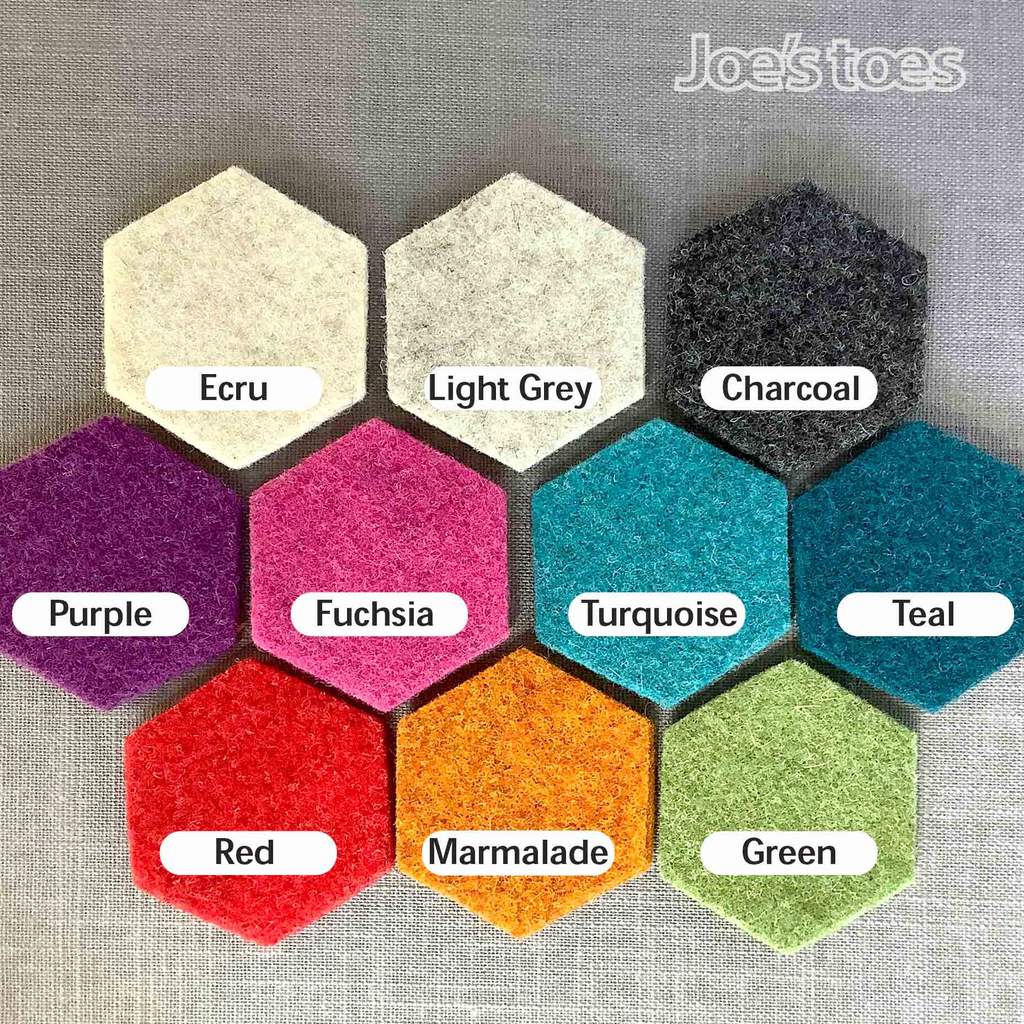 Joe's Toes 10 felt colours colour chart