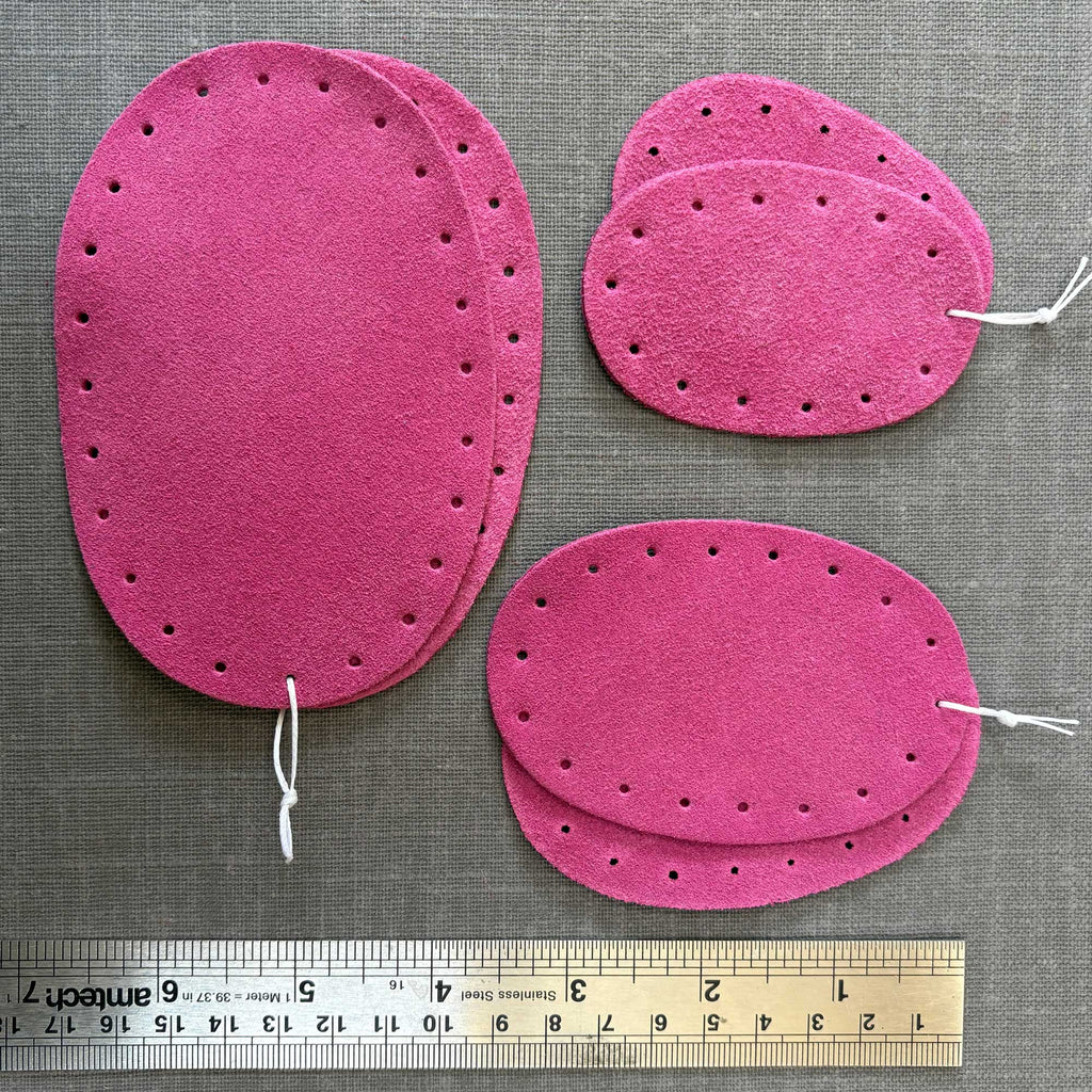 Bright Pink suede oval patches in three sizes