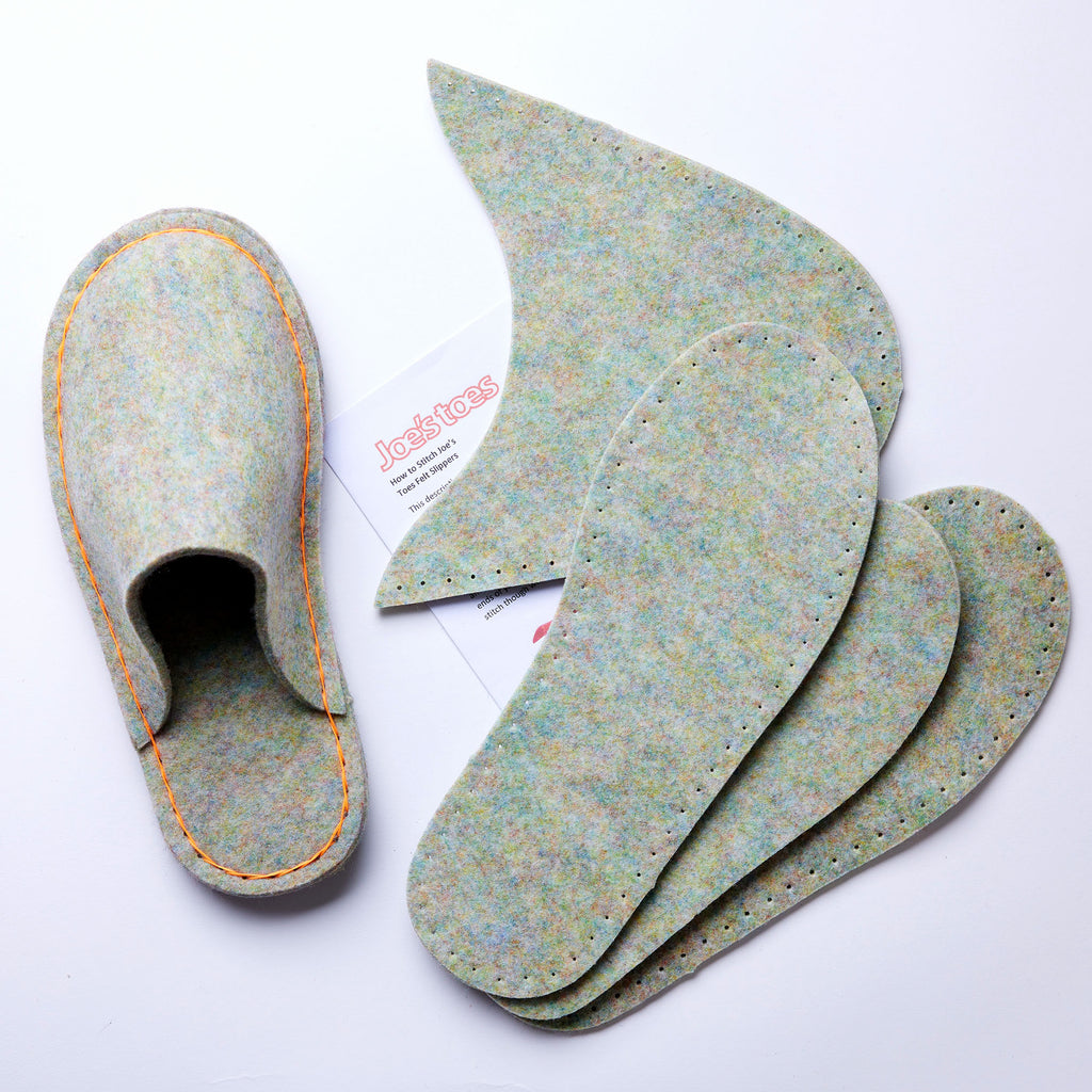 Joe's Toes vegan felt slipper kit in opal colour felt