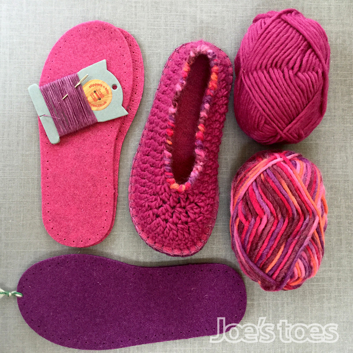 Joe's Toes Sarah Crochet Slipper kit UK adults 1-14