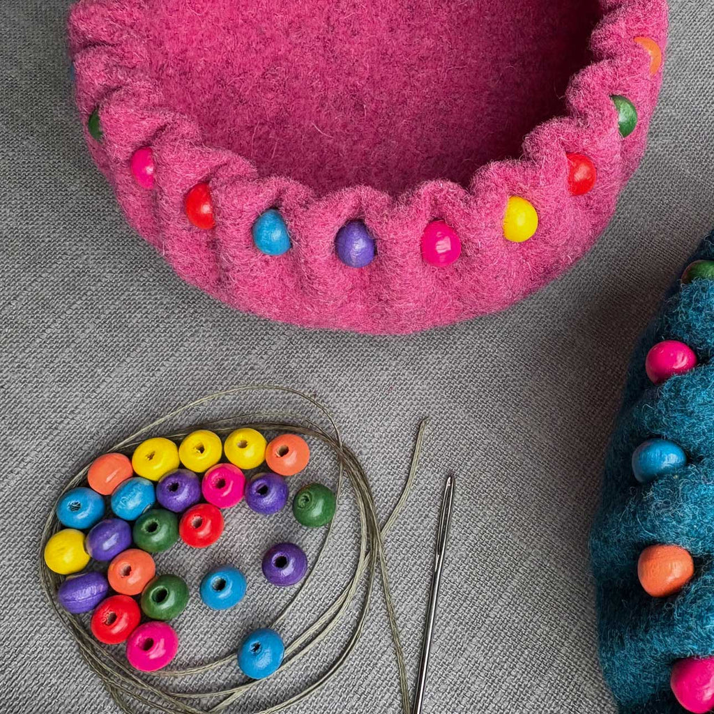 Close up of beaded bowl kit by Joe's Toes.