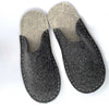 Joe's Toes felt slippers in charcoal and light grey