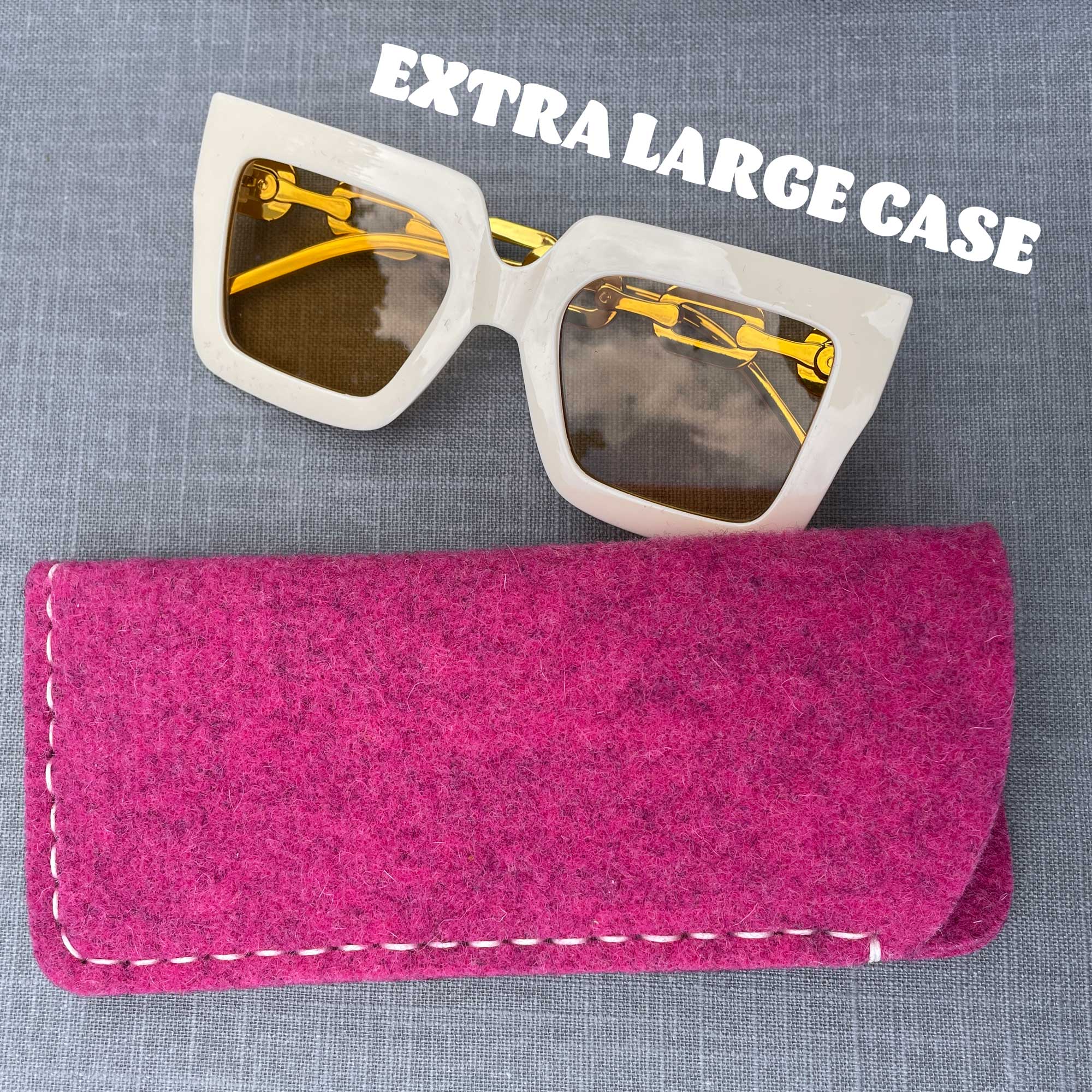 Extra Large Hand-stitched for you! Glasses Case in thick wool felt