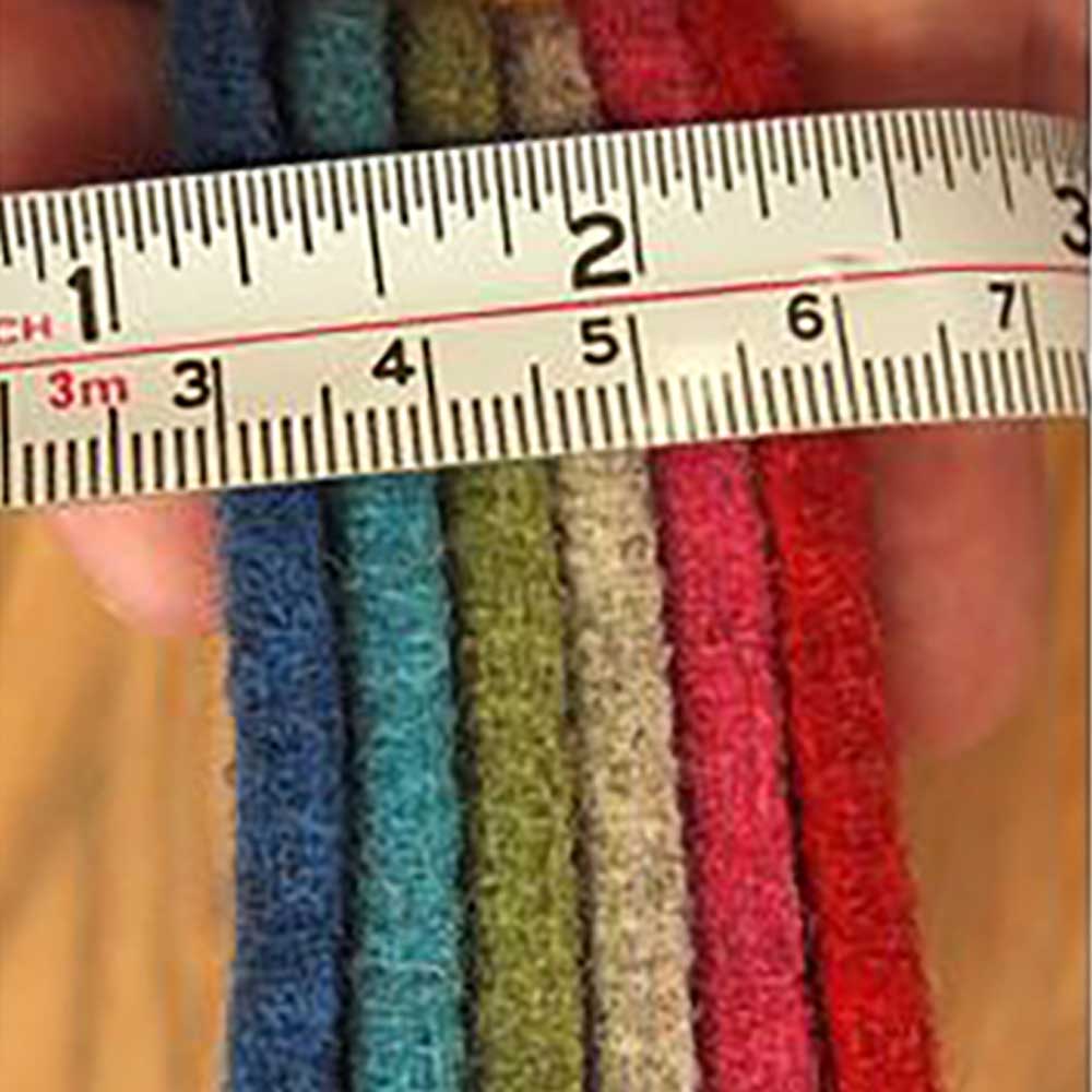 Ruler showing Joe's Toes wool felt is about 4.5mm thick