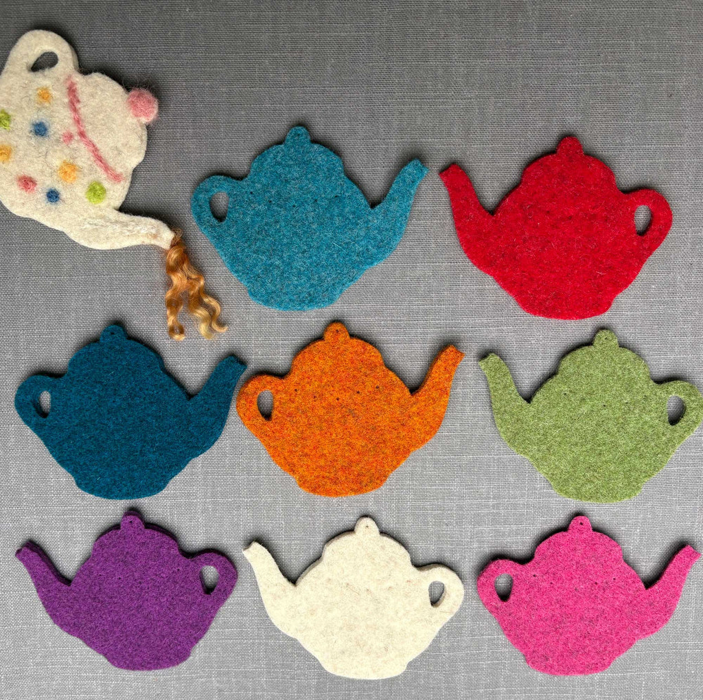 Colorful felt teapot shapes 