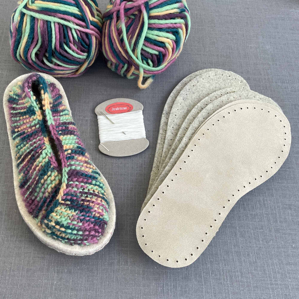 knitted-crossover-slipper-kit-in-blossom-mix-yarn-with-suede-soles