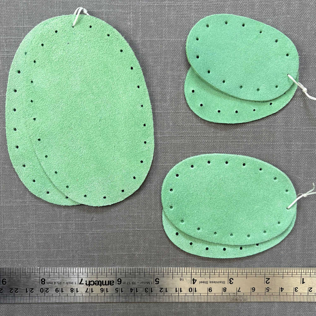 Mint suede oval patches in three sizes.