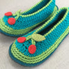Joe's Toes Cherry crochet slipper kit in peacock blue