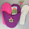 Joe's Toes Flora slipper kit in Purple and Fuchsia felt with fuchsia flower trim 