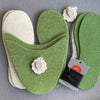 Joe's Toes sheepy slipper kit in green with sheep motif  and rubber outsoles