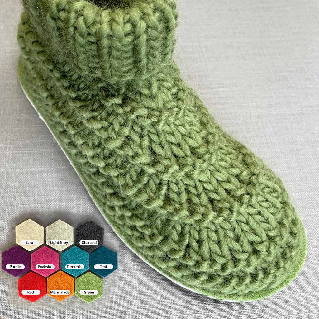 Joe's Toes Snuggly Knitted Slipper Kit with Vinyl soles