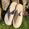 Joe's Toes luxe mule slippers in natural suede with crepe rubber soles