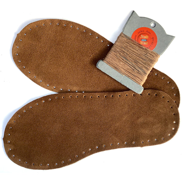 Suede soles for slippers and socks in brown suede