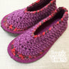 Joe's Toes Sarah Crochet slippers in  pure wool, Purple mix
