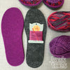 Joe's Toes Sarah crochet slipper kit parts in Berry Mix colourway 
