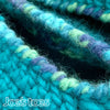 Joe's Toes Sarah crochet slipper kit parts in Turquoise Mix close up top edge