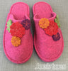 Joe's Toes hand made felt flower slippers in Fuchsia 