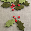 felt holly leaves and berries