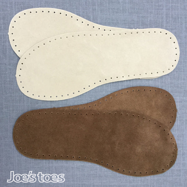 Joe's Toes Suede leather outsoles slipper soles in brown and natural