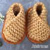 Joe's Toes gold baby slippers in soft sparkle yarn front view