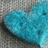 close up of turquoise felt mini-heart from Joe's Toes