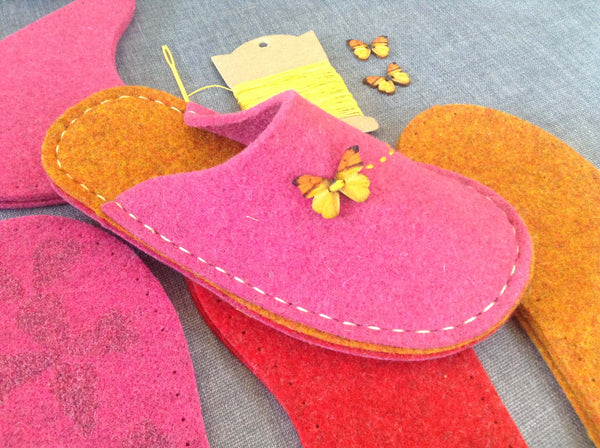 Joe's Toes Butterfly Button Slipper with Vibram Rubber Soles
