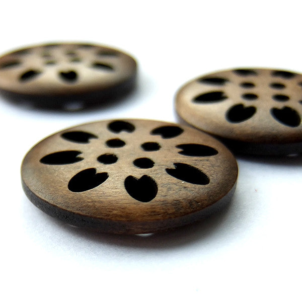 Wooden Buttons - carved - Joe's Toes  - 3